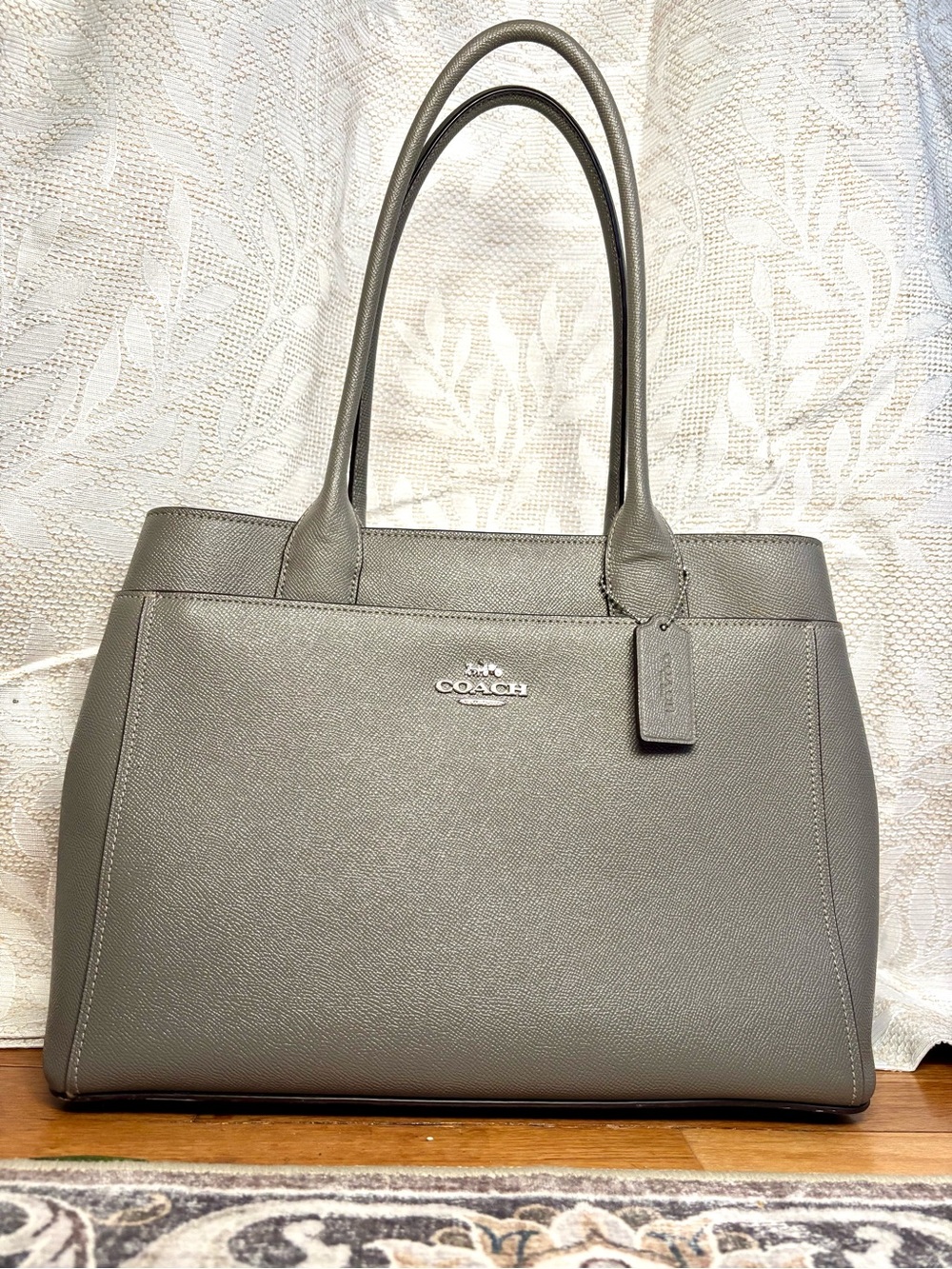 Coach Crossgrain Leather Casey Carryall Tote in Gray